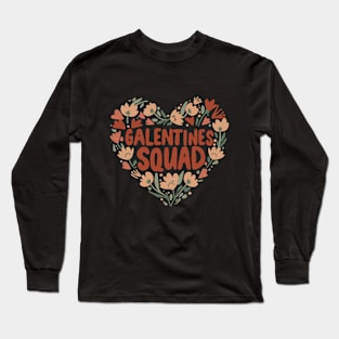 Cute Galentine's Day Squad Gang Girls Valentine 2024 Funny Long Sleeve T-Shirt